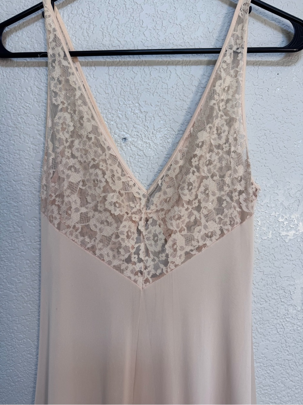 Vintage Lace Satin V Neck Maxi Slip Dress Women’s S/M Champagne Y2K Lingerie - Picture 3 of 7